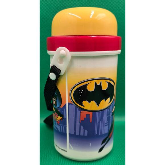 1998 DC Comics Batman Water Bottle With Strap Straw Vintage Joker Batgirl New - Picture 2 of 9